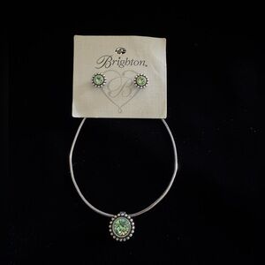 Brighton jewellery set necklace and earrings with green Swarovski crystals